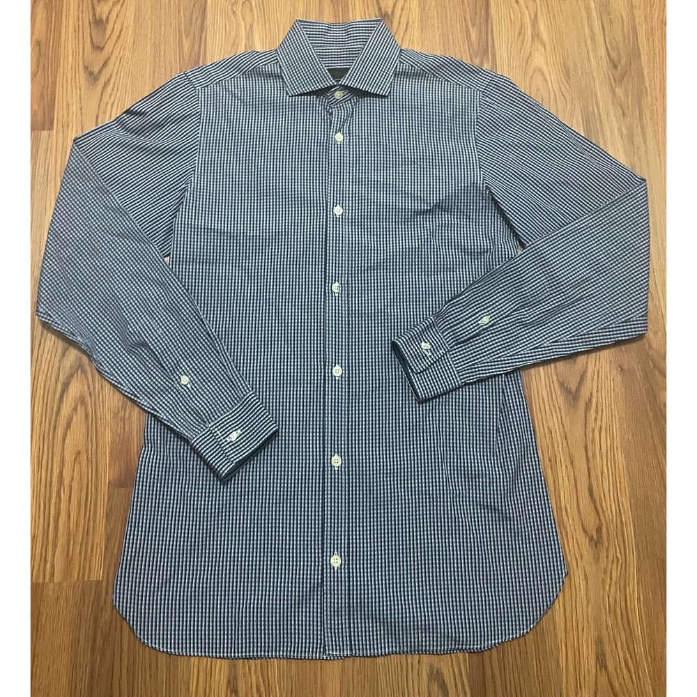 Z Zegna Shirt Mens Small Soft Touch Check Long Sleeve Dress Casual
